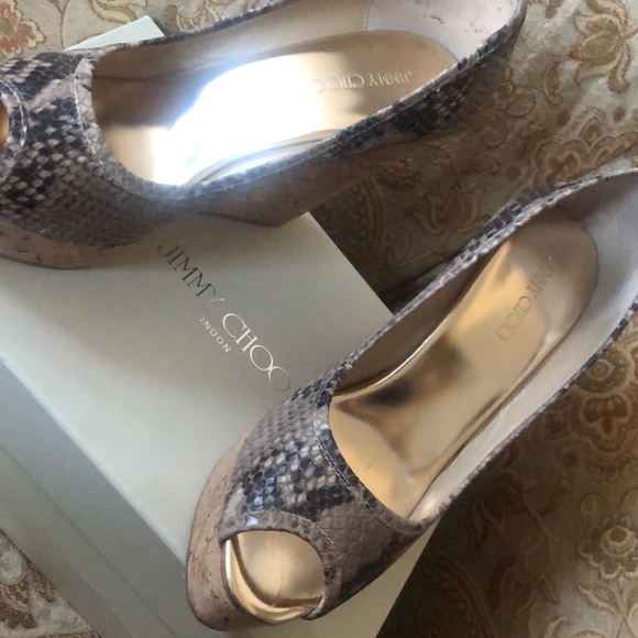 Jimmy Choo Snake Cork Wedge,8.5 - Picture 2 of 11